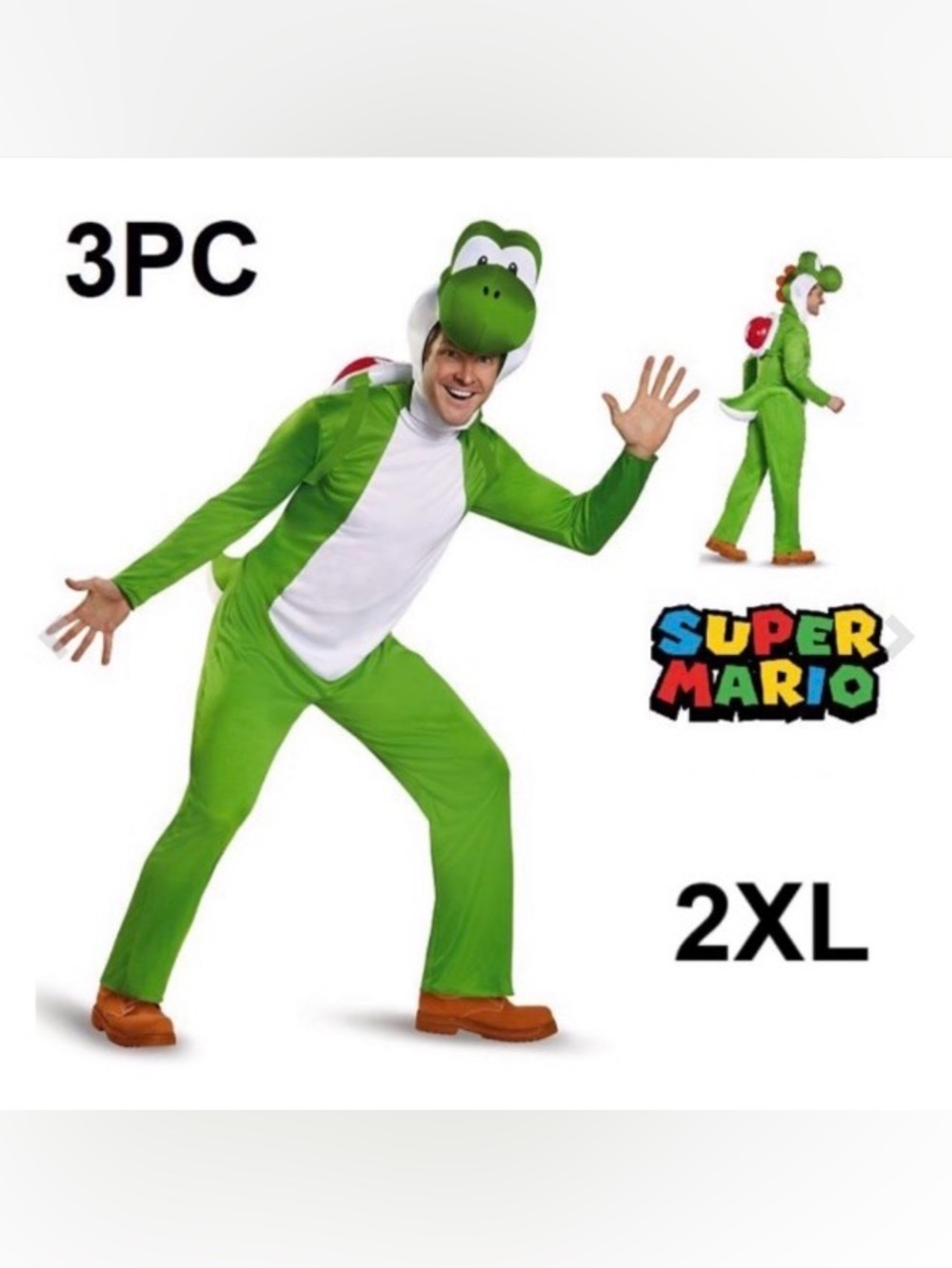 MEN'S SUPER MARIO YOHI DELUXE COSTUME WITH INFLATABLE SHELL